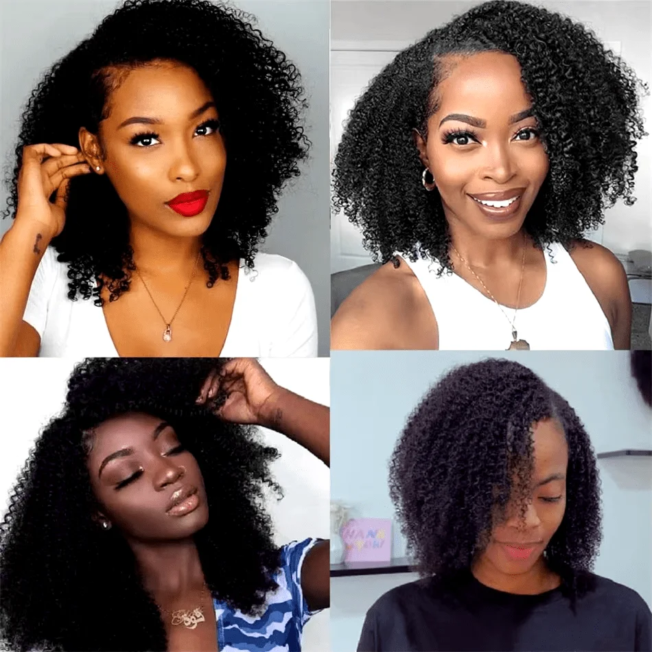 Fasci di capelli umani ricci afro crespi non trattati al 100% 9A Capelli vergini ricci mongoli Capelli umani 1 pacco Colore nero naturale