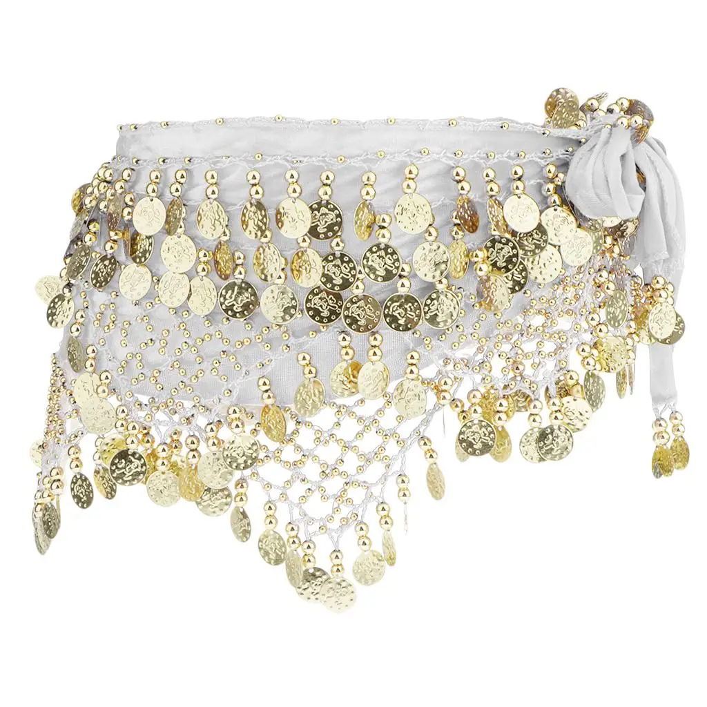 Women Belly Dance Waist Chain Velvet Sequins Hip Wrap Skirt Fringe Bohemian Costume for Performance Show