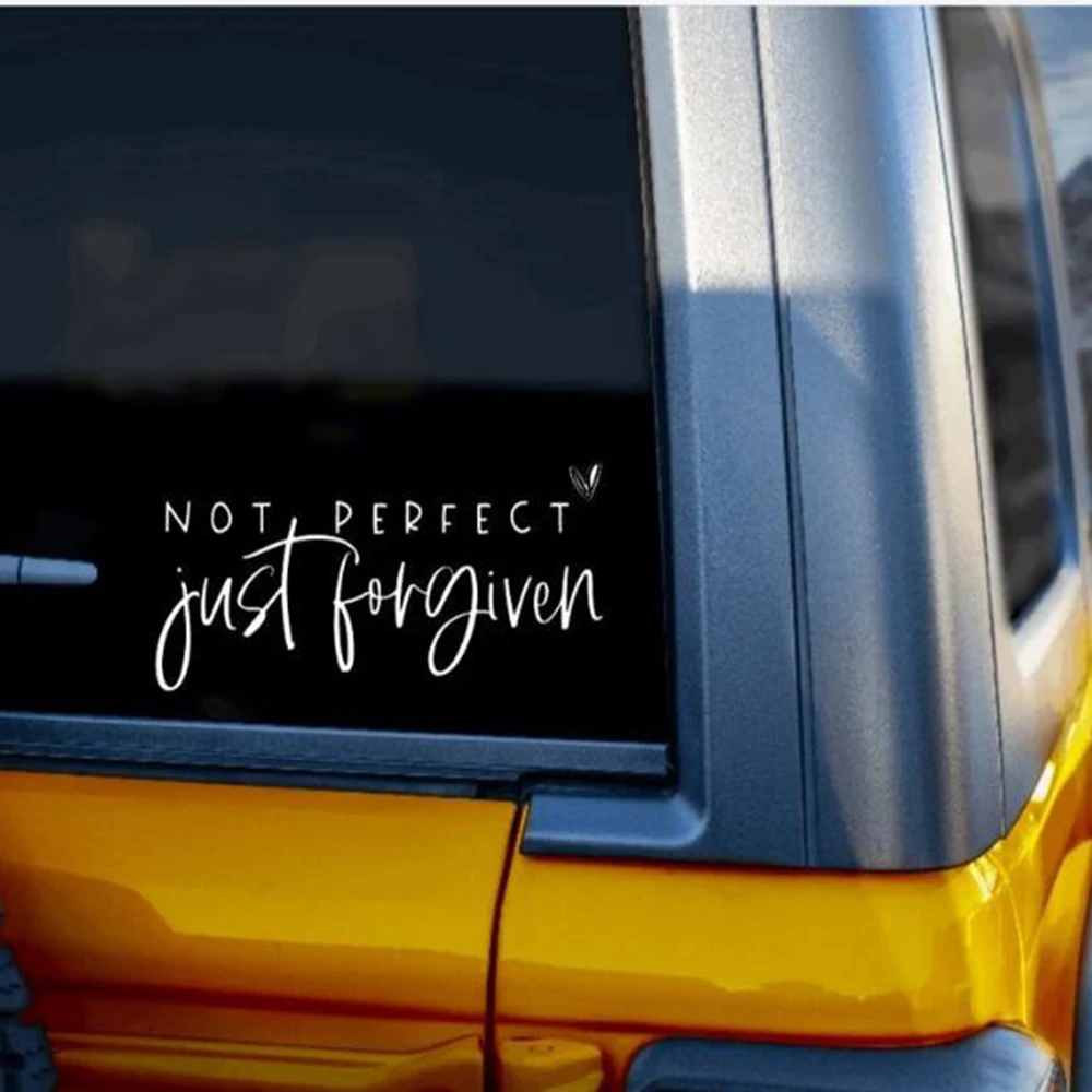 Not Perfect Just Forgiven Christian Car Sticker Faith Cross Jesus Inspirational Quote Auto Vehicle Decal Vinyl Windshield