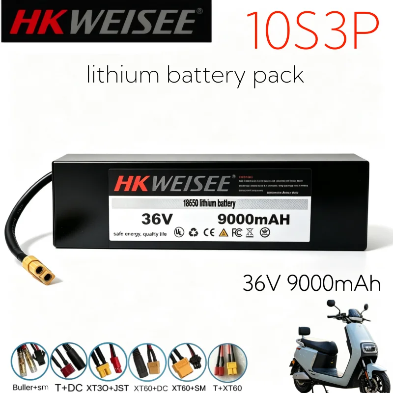 High Capacity 18650 Lithium Battery Pack 36V 9000mAh 12000mAh 10S3P  For For CityCoco Electric Scooter  Electric Motorcycle