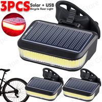 1-3PCS Solar Bicycle Rear Light Waterproof Mountain Road Bike Rear Light 30LM Bicycle Rear Night Light 600mAh Riding Accessories