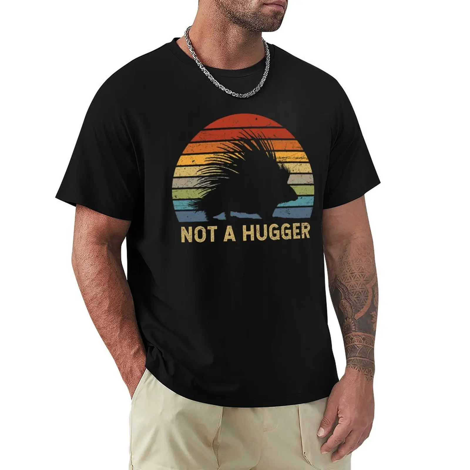 Not A Hugger Porcupine T-Shirt Vintage Style Printed Top