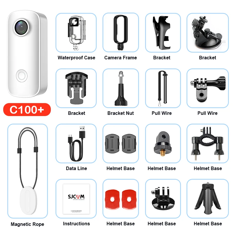 SJCAM C100 / C100Plus Mini Duimcamera 1080P30FPS / 4K30FPS H.265 12MP 2.4G WiFi 30M Waterdichte behuizing Actie Sport DV Camcorder
