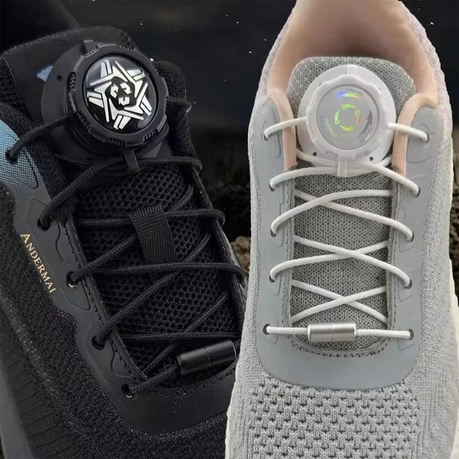 Unisex No Tie Shoelaces Rotating Capsule Button Outdoor Sports Shoes Quick Lacing Lock System Round Lazy Lace Fixed Accessory