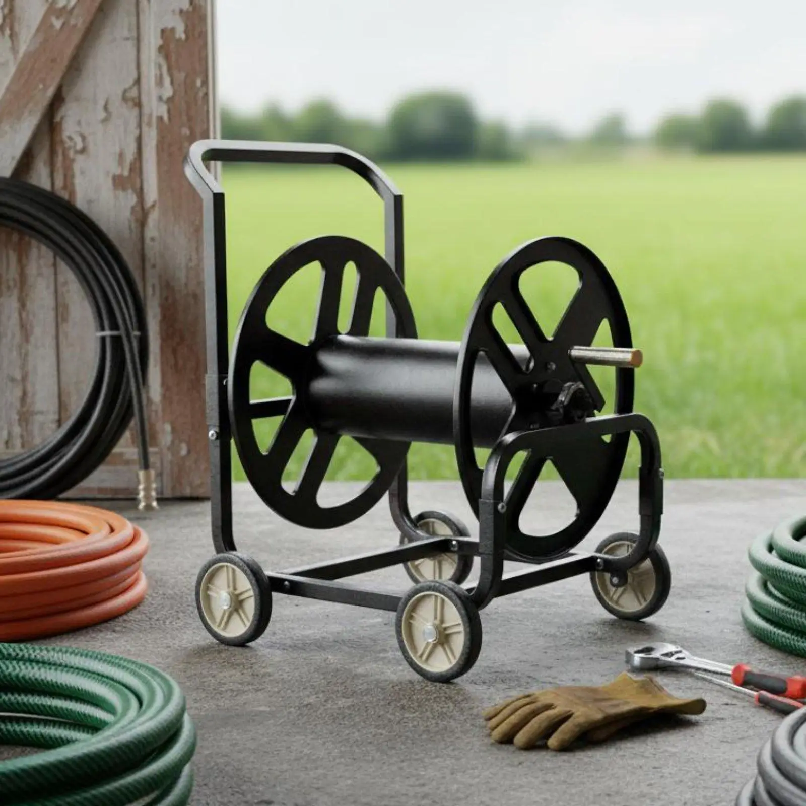 Farm Use Hose Reel Electric Water Hose Winder for Spraying and Washing with Sturdy ABS Body Copper Fittings