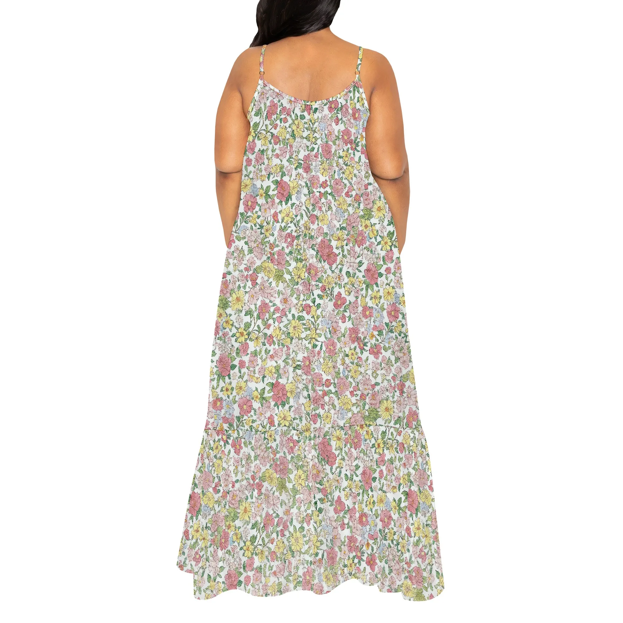 Women's Summer Dress 2025 Casual Floral Boho Maxi Dresses Sleeveless Spaghetti Strap Long Beach Sun Dresses