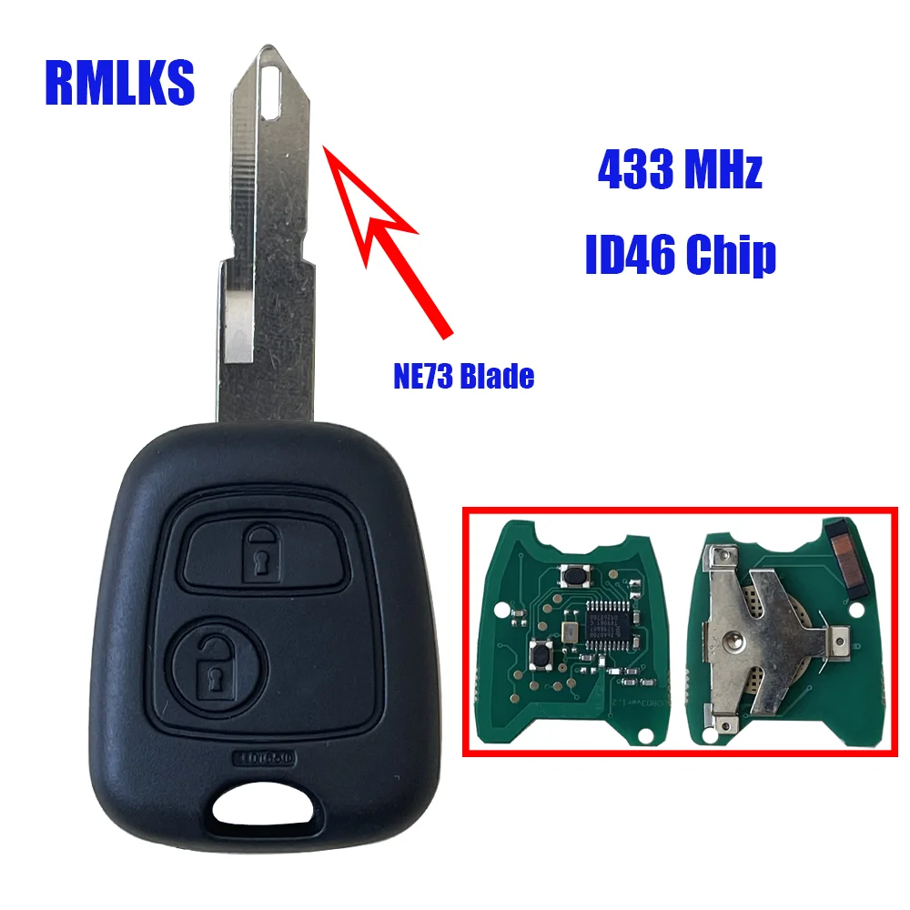 

NE73 Blade Remote Key Fob Controller For PEUGEOT 206 207 433MHZ With PCF7961 Transponder Chip Vehicle Key 2 Buttons