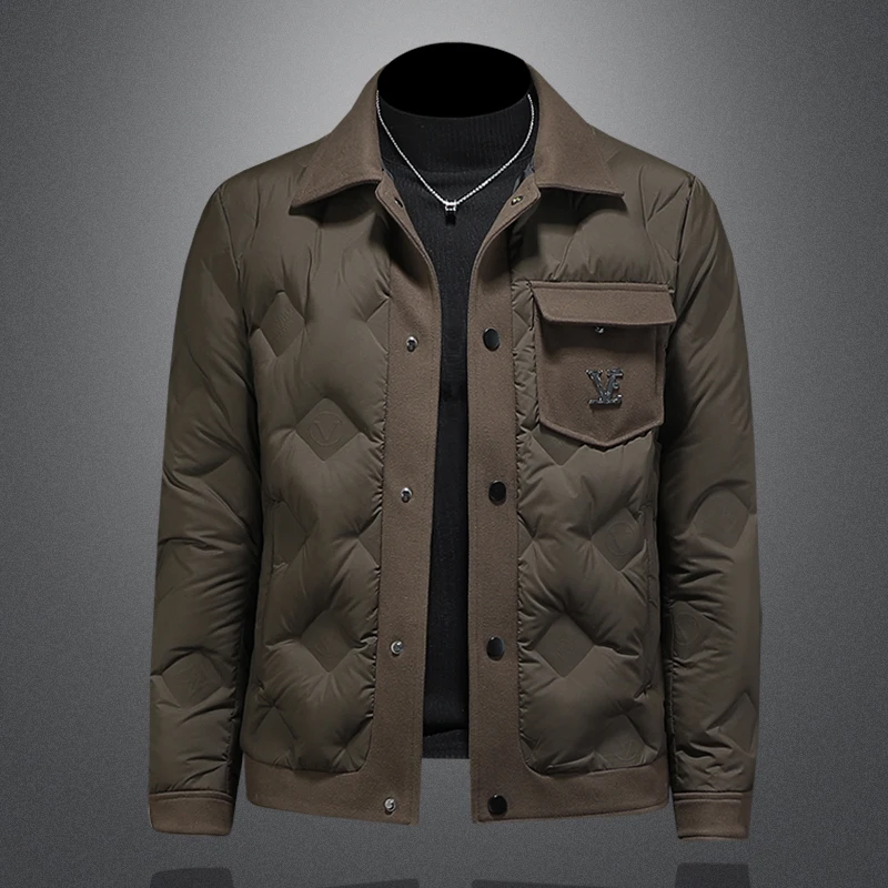

Легкая мужская пуховая куртка 2026 года: зимняя модная приталенная куртка из пуха, корейский стиль, городская повседневная одежда