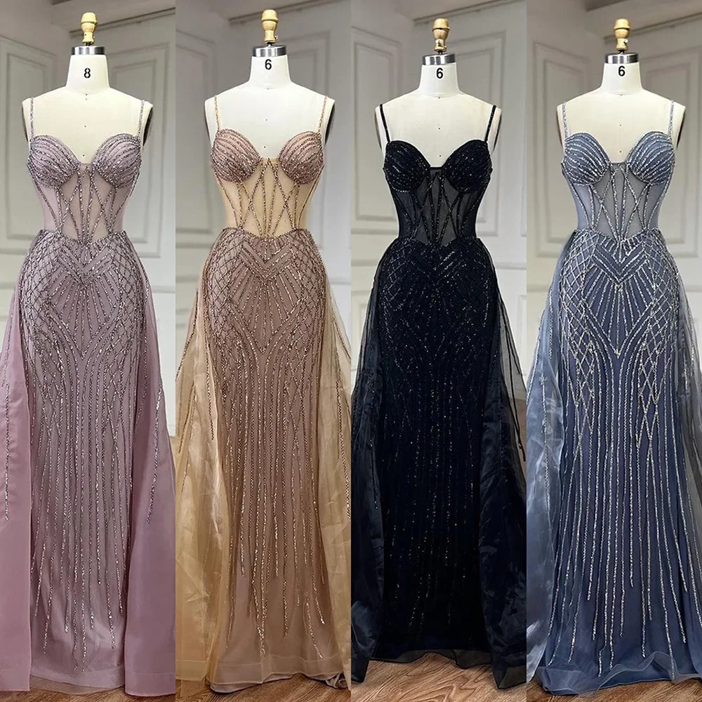 SERENE HILL مخصص 2025 الوردي السباغيتي حزام حورية البحر Overskirt الفاخرة مطرز فساتين السهرة ثوب حفل زفاف GLA72451