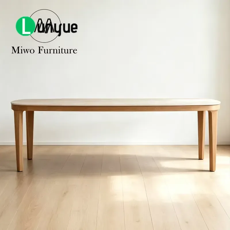 Modern Luxury Oval Oak Dining Table with Natural White Marble Top Seats 6-8 People Retro Style Furniture for Living Room