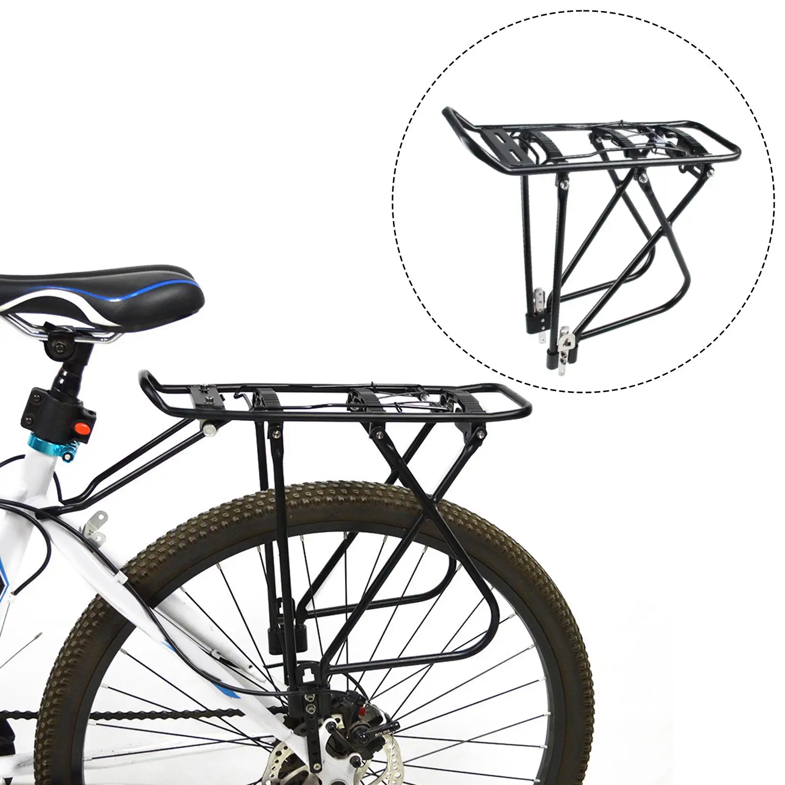 Rear Bike Rack Aluminum Alloy Compact Design Pannier Carrier Luggage Holder for Mountain Road Bike