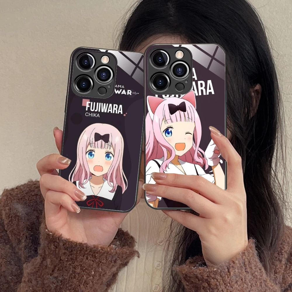 Kaguya Sama Chika Mobile Cell Phone Case for iPhone 15 14 13 12 11 X XR XS 8 Pro Max Plus Mini PC Glass Phone Cover Shell