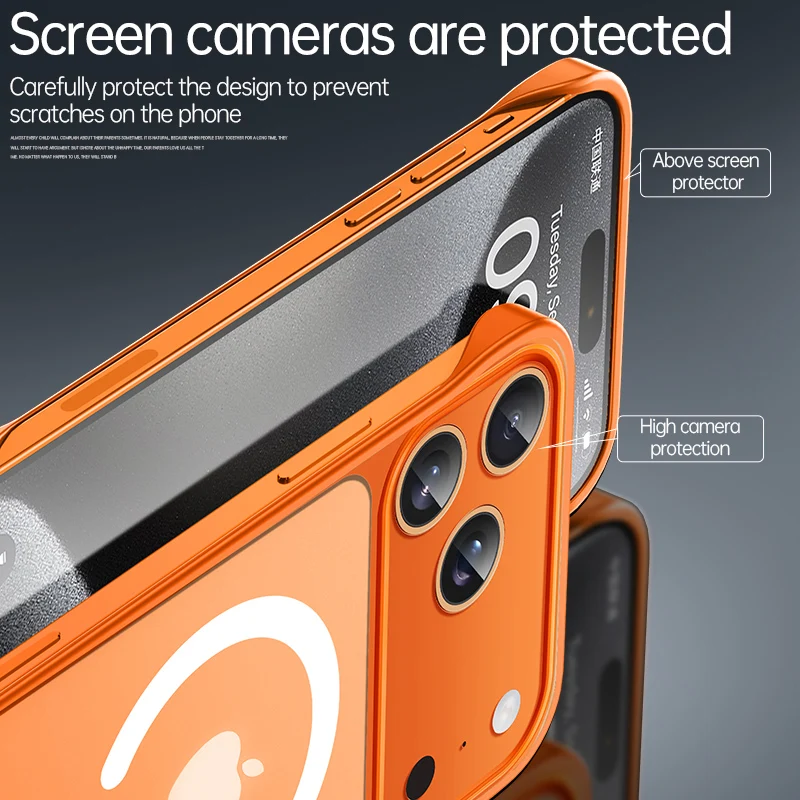 Casing iPhone 17 Pro Max Air Frameless Magnetic Frosted untuk Pengisian Daya Nirkabel Magsafe, Anti Benturan, Matte Transparan