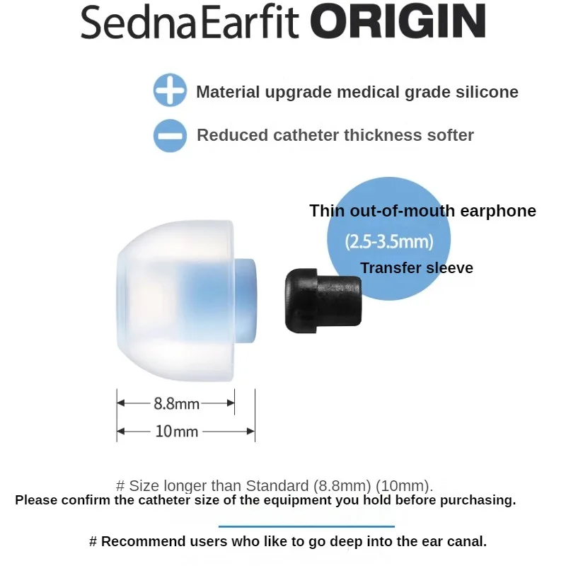 AZLA Eartips Origin Ear Tips Earplug Cover Origin Medical Silicone Long Axis for 64audio/UM/N5005/Fitear Female Poison