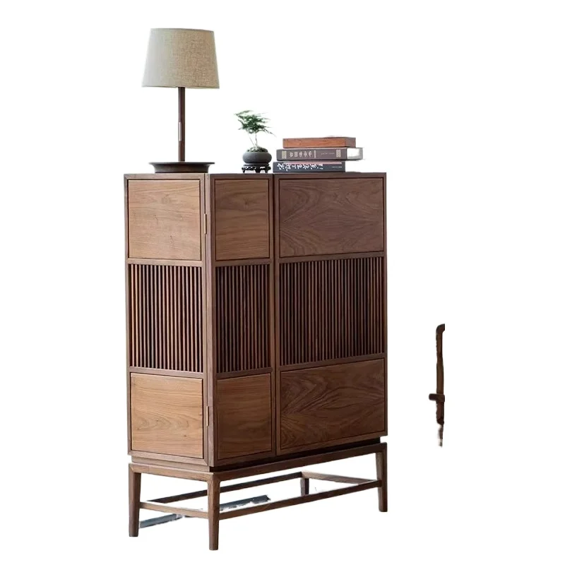

New Chinese style black walnut dining side cabinet, entrance cabinet, locker, tea cabinet, tea room furniture