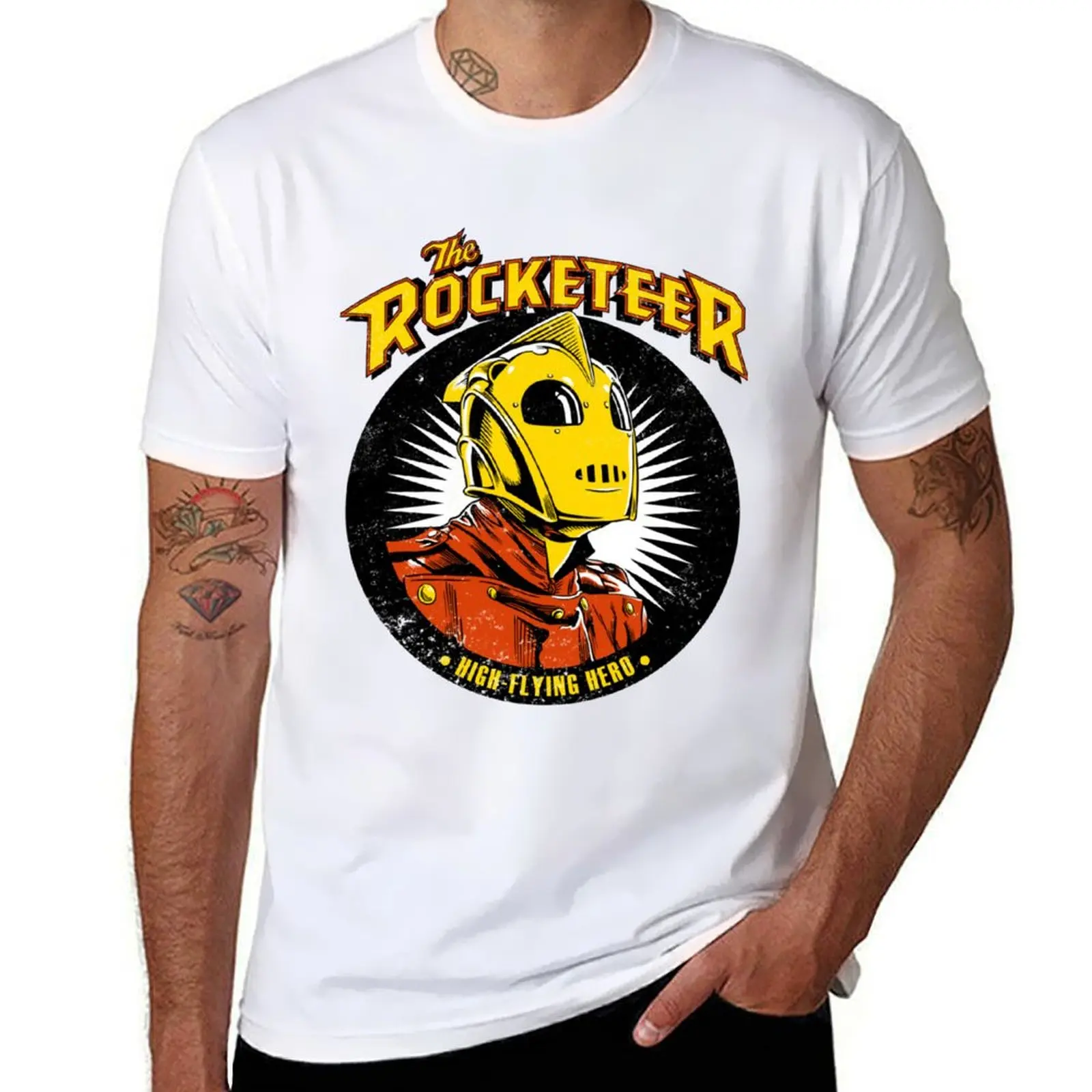 

The Rocketeer High-Flying Hero Distressed Classic . T-Shirt mens graphic t shirts funny t shirts cotton T-shirt
