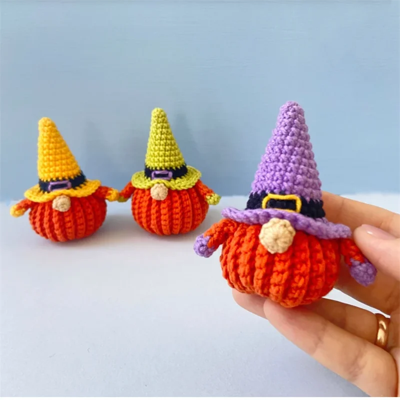 Christmas pumpkin and hat tumbler Pure Hand knitting Plush Toys Halloween Plush Gift Toys Home Decoration Christmas