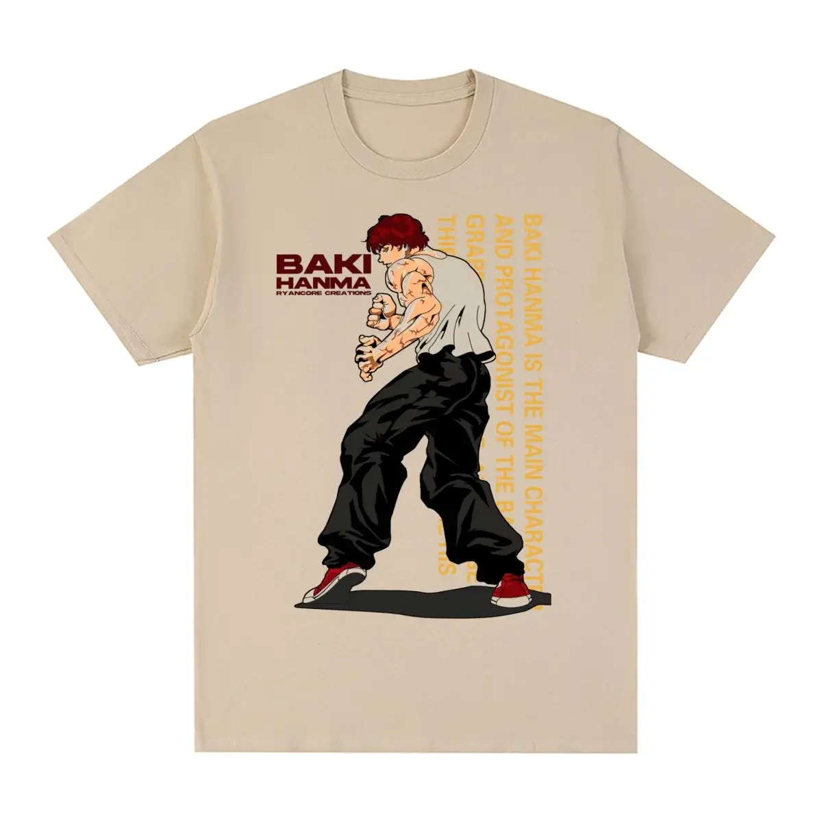 Camiseta Vintage Baki para hombre y mujer, ropa de calle de Anime Harajuku, Hip Hop, de gran tamaño, de algodón, nueva