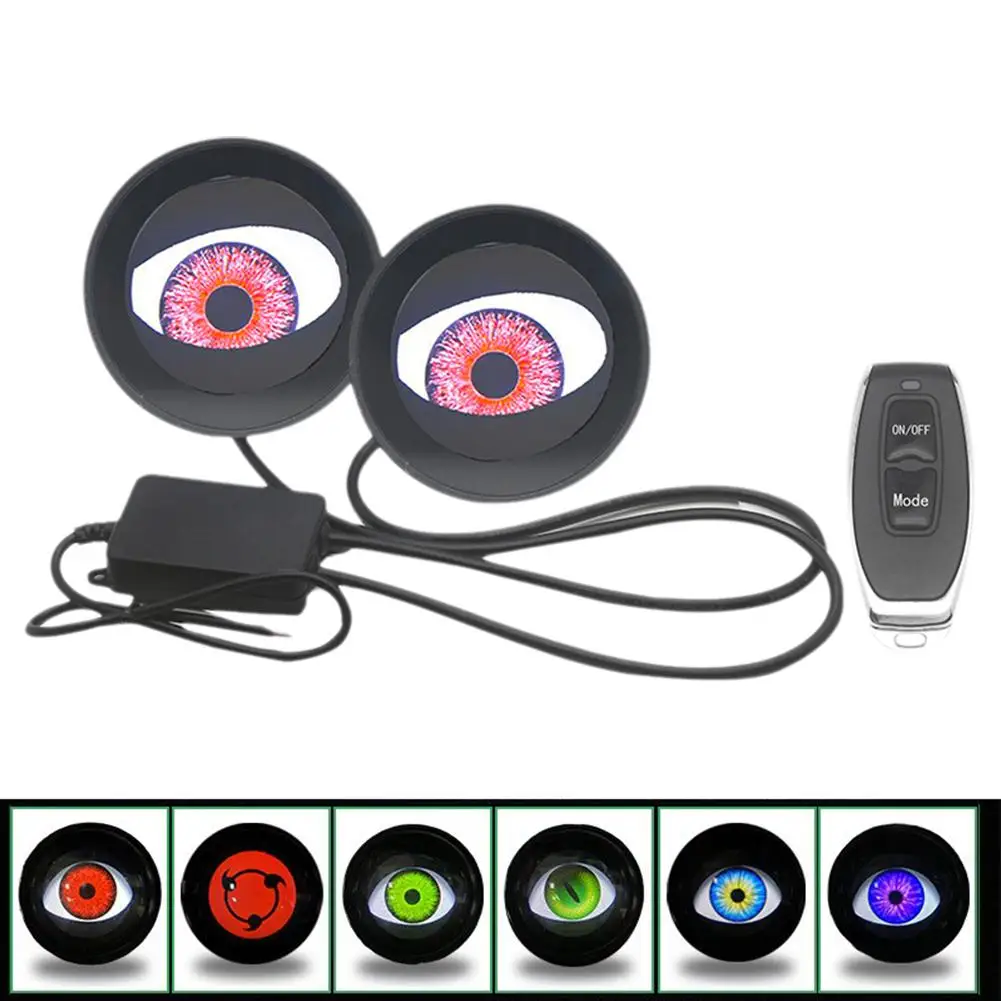 12V Dynamic Devil Eyes LED Car Lights 2 Inch Remote Retrofit Kits Auto Accessories Eyes Control Assembly Led Lenses Bi Head Q6Y4