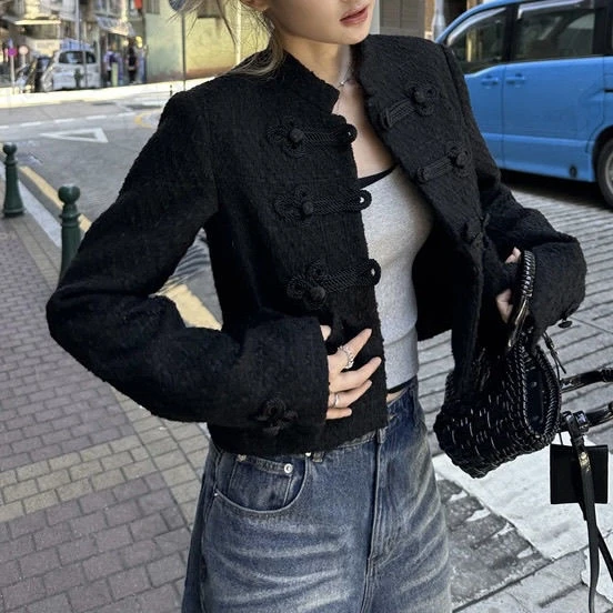 

Новые куртки в китайском стиле, кардиган, куртка, винтажная куртка ручной работы с китайским узлом и застежкой на пуговицы, костюм Cheongsam, костюм Тан, куртка, пальто