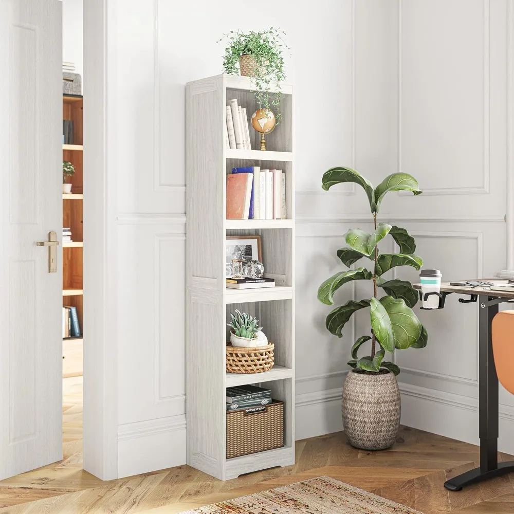 

5-Shelf Bookcase, Narrow Bookshelves Floor Standing Display Storage Shelves 68 in Tall Bookcase Home Decor Furniture