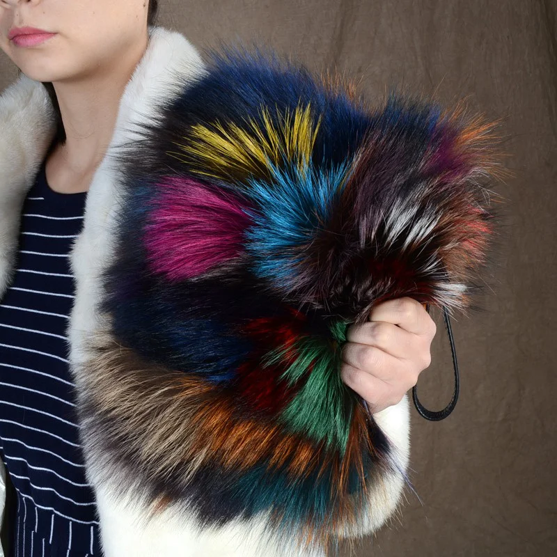 High-end Fur Bag Fashion Women's Handbag 100% Real Fox Fur Large Capacity Casual Shoulder Bag Dinner Clutch Bag New 2023