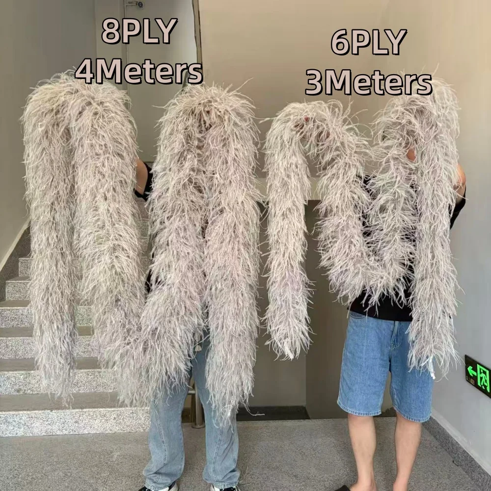 6/8ply Ostrich Feather Boa Fluffy Plume Wrap Shawl Scarf Wedding Bridal Dress Decoration DIY Sewing Craft Costume Party Supply