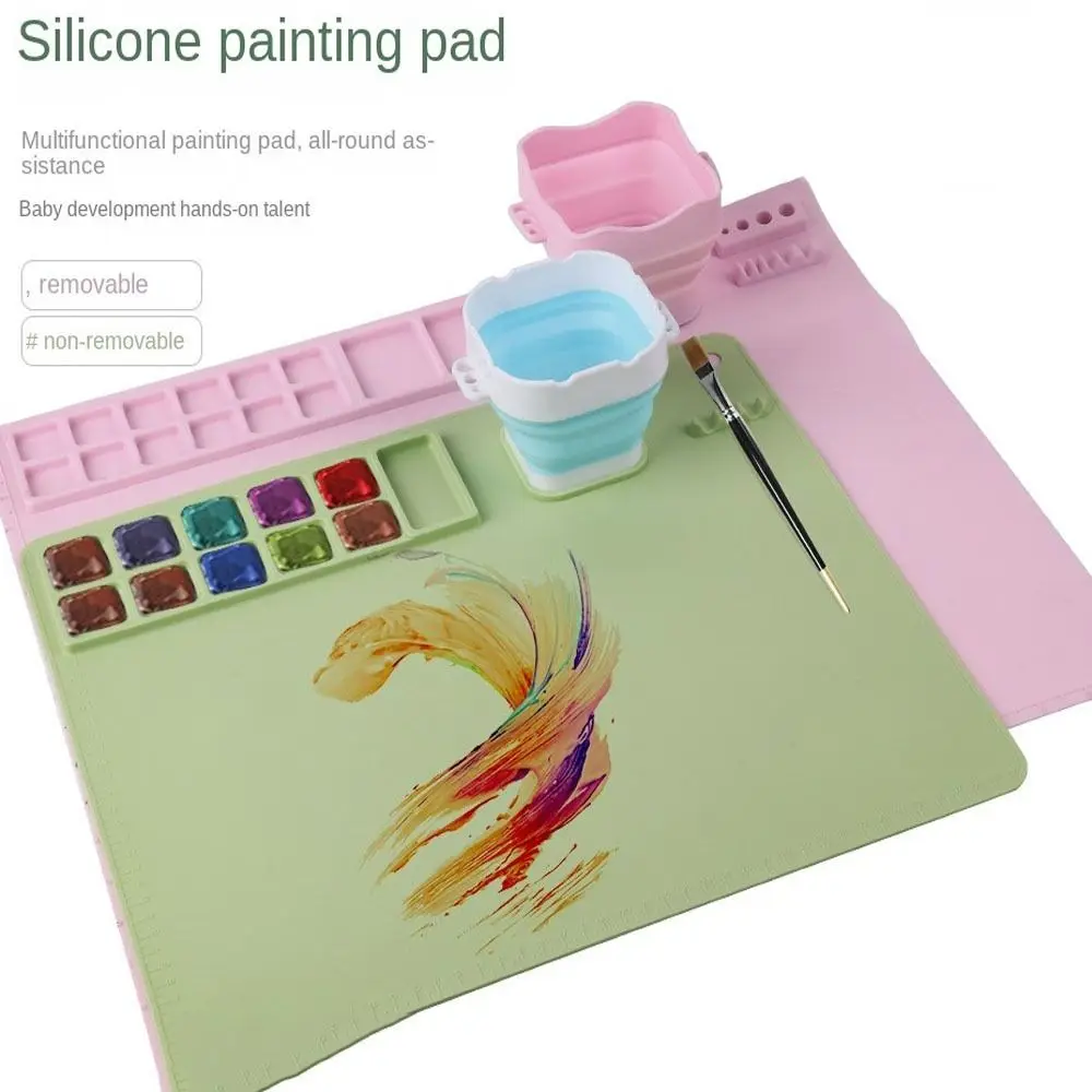 

Silicone Painting Mat Art Watercoloring Stamping Non-Stick Craft Mat For Painting Ink Blending Pigment Palette Painting Mat