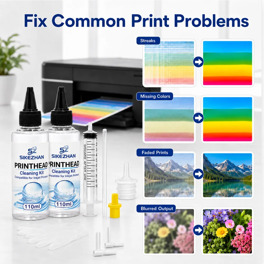 110ml Printhead Cleaning Kit for Inkjet Printers Liquid Cleaner Solution with Syringe Tools Unclog Nozzle Repair SIKEZHAN