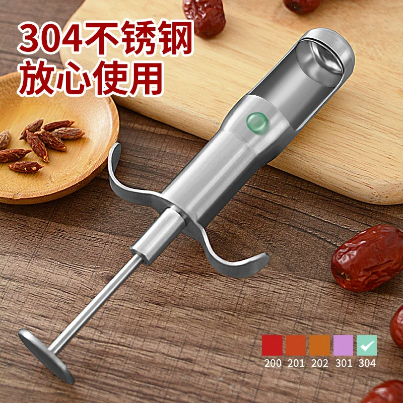 Stainless Steel Red Dates Jujube Pitter Cherry Olive Corer Home Kitchen Fruit Core Remover Seed Push Out Tool Accessories