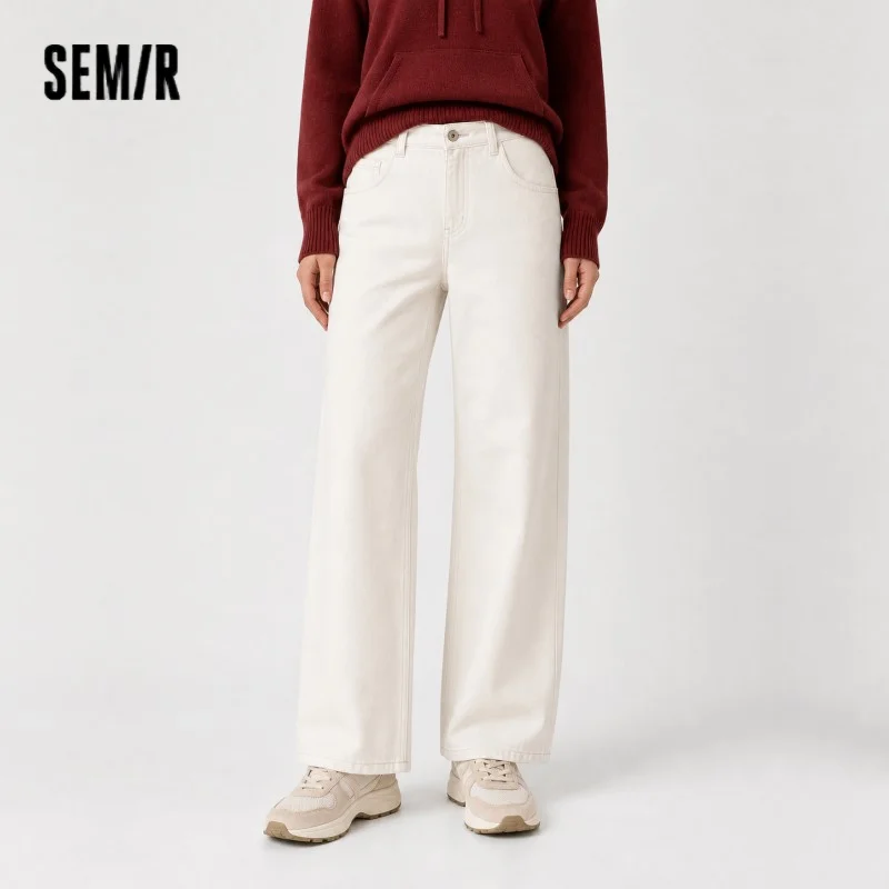 Semir Jeans Women Fleece Wide Leg Comfortable Retro Style Winter 2025 Long Leg Floor Trendy Pants for Woman Woman Clothing