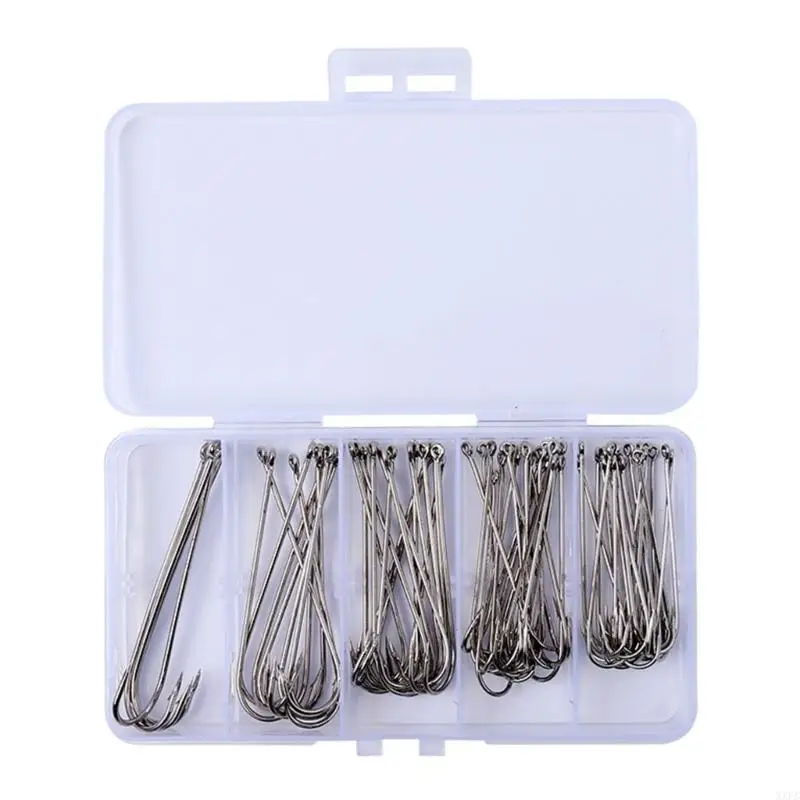 

XXFC Fishing Tackle Accessories Barbed Fishing Hook Multiple Size Hook for Bass Trout Straight Long Shank Fishing Hook