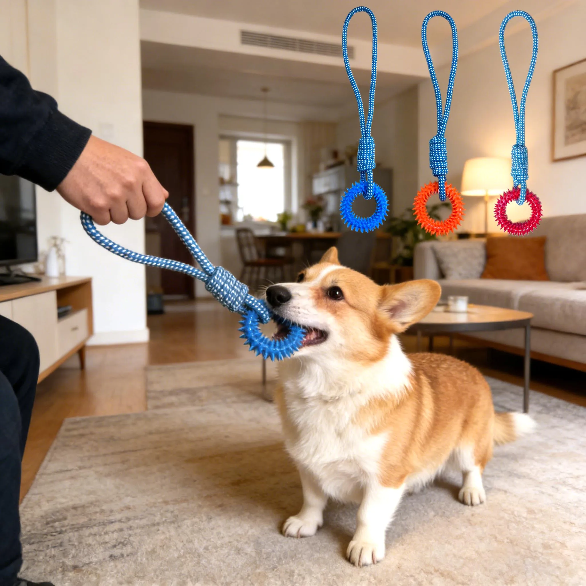 Hundekau-Spielzeug, interaktives Zerrspielzeug für Haustiere, Trainingsspielzeug für kleine und mittelgroße Hunde, Trainingsspielzeug für drinnen.