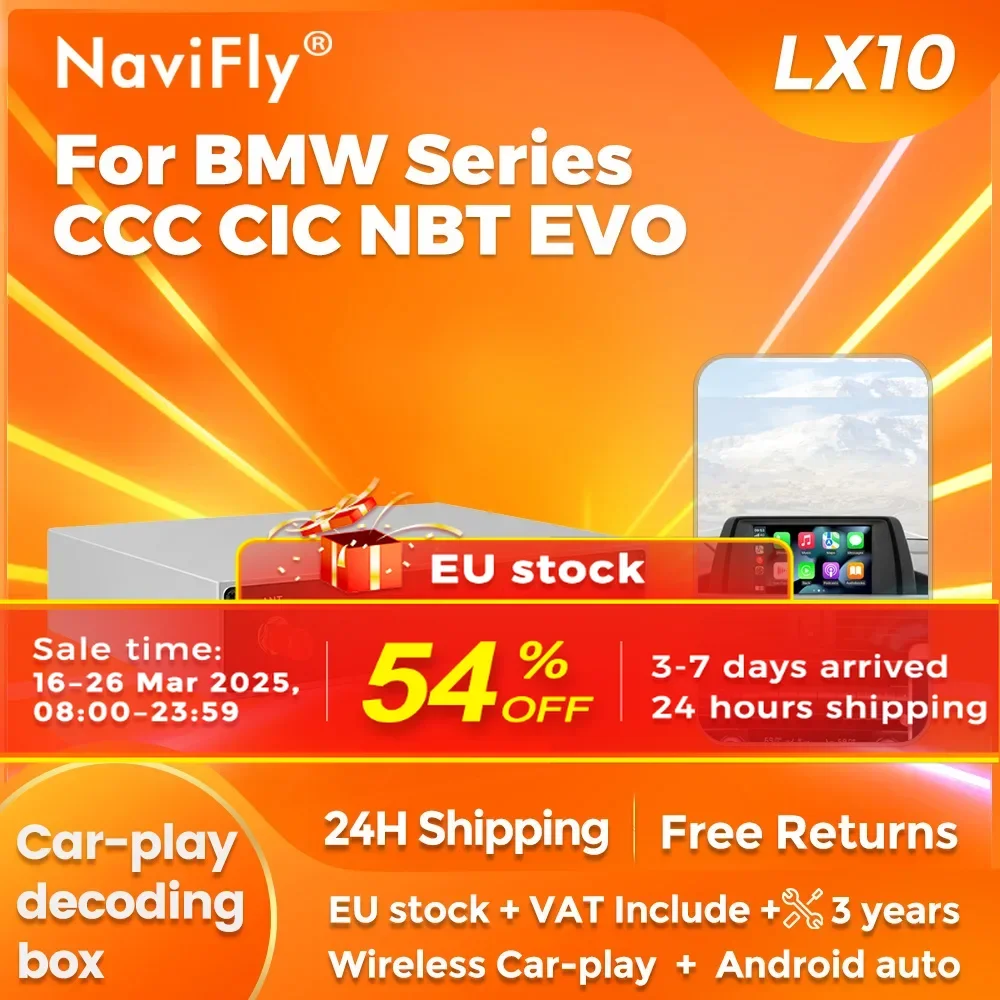 NaviFly Original Car Screen Upgrade Box LX10 Support Wireless CarPlay Android Auto For BMW Series CCC CIC NBT EVO Mirror Link