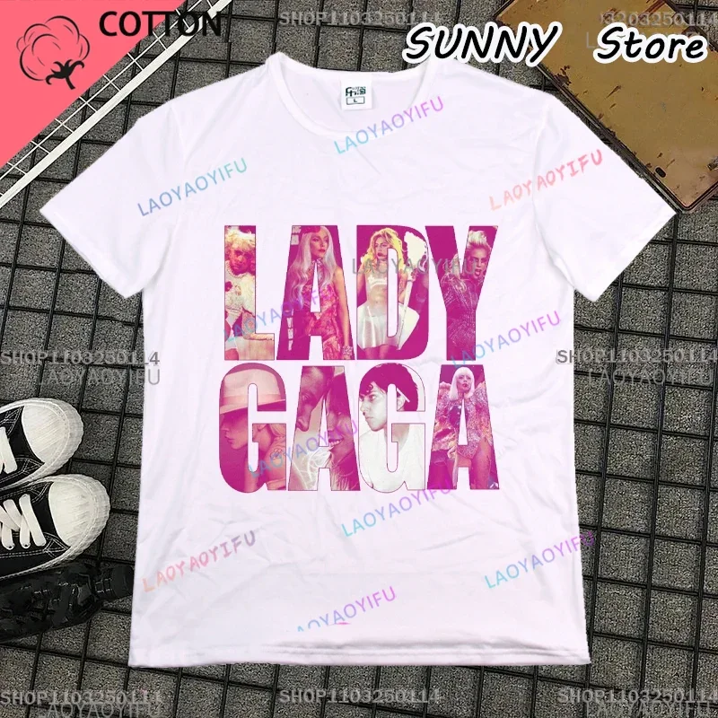 Fashion Women's Lady Gaga Vintage Graphic T-shirt Unisex Cartoon T-shirt Casual Street Loose Fashion Rock Punk Vintage Top