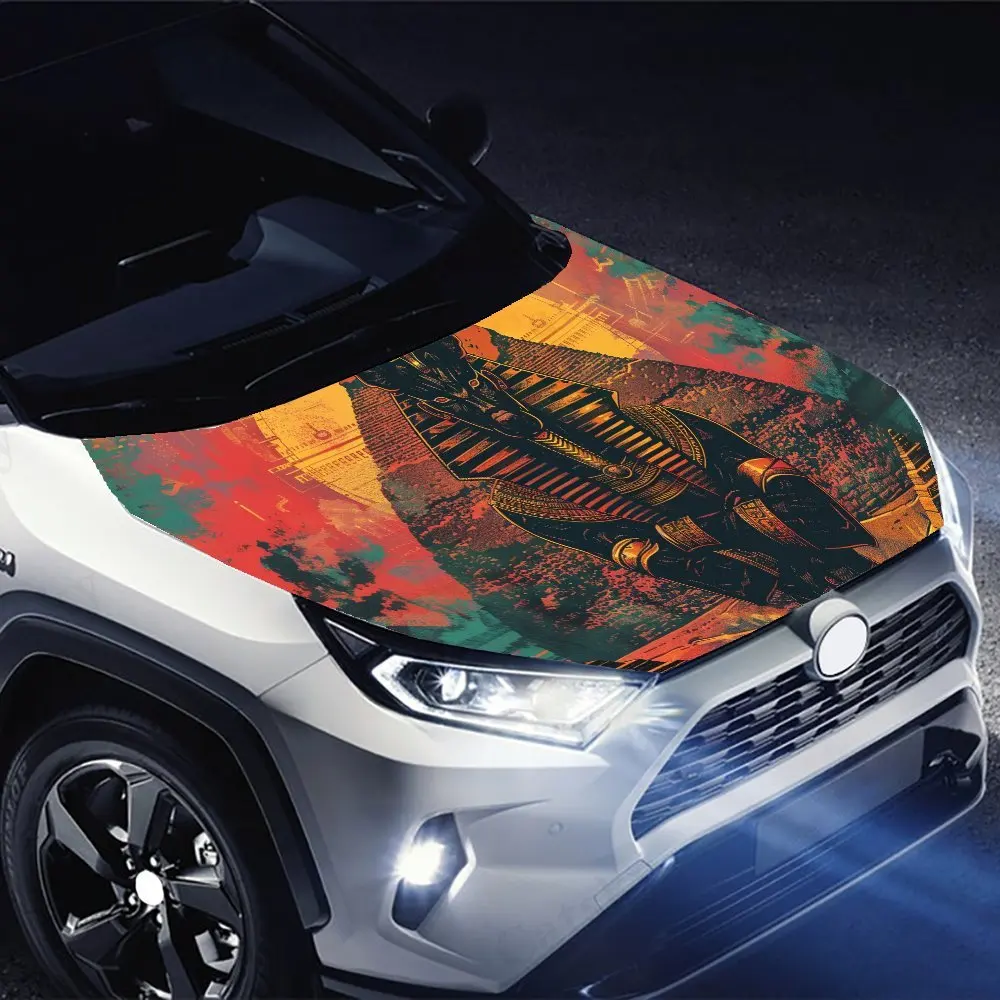 ملصقات غطاء محرك السيارة بطباعة Holy Anubis، مقاومة للماء ذاتية اللصق، مقاومة للخدش، سهلة الالتصاق، ملصقات PVC متينة للسيارة، د