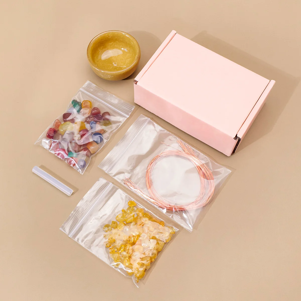 1 Set Natürlicher Kristallbaum DIY Material-Kit, Handgefertigtes Glücksbaum-Bastelzubehör, Edelstein-Bonsai-Herstellungsmaterialien