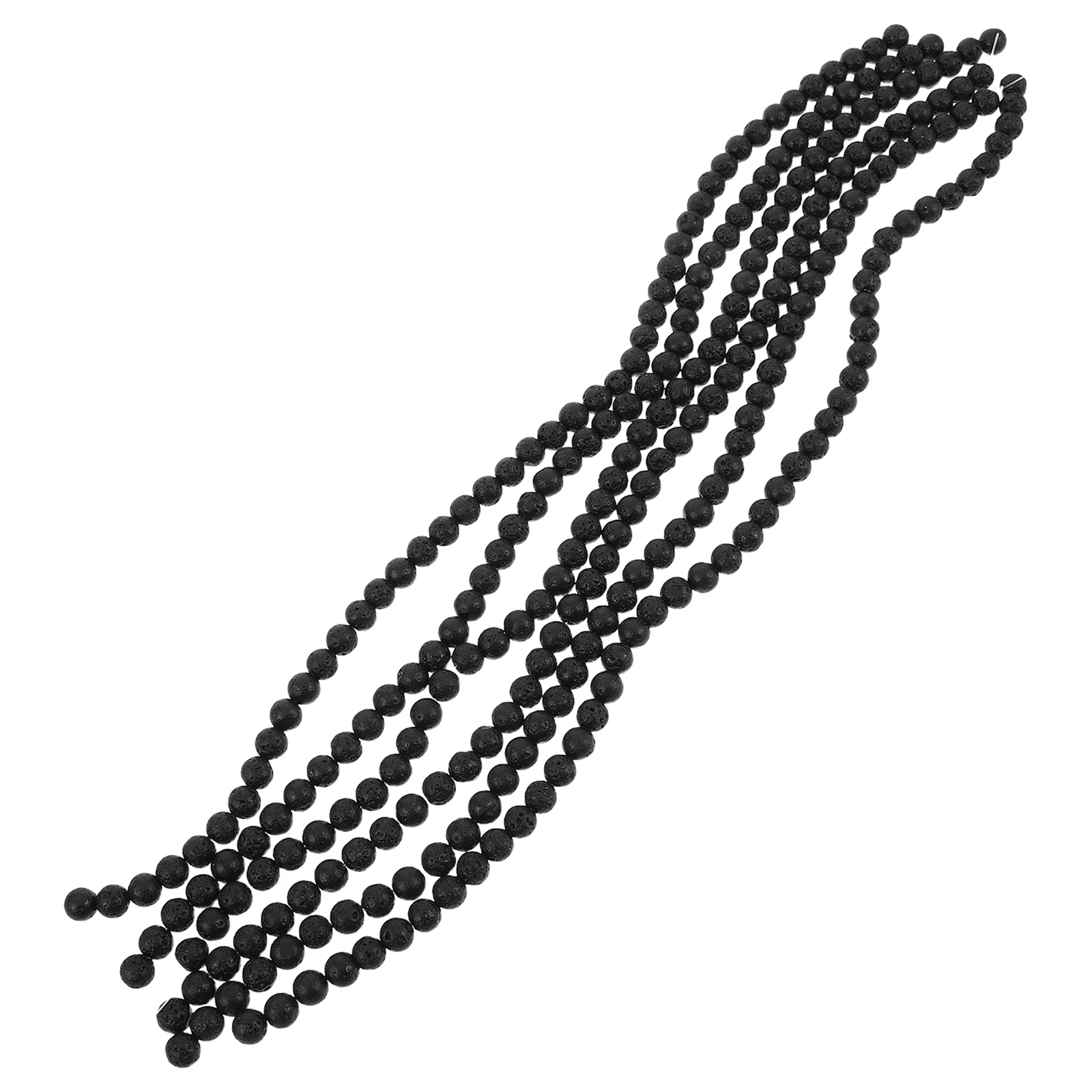 

6 Strings 8Mm Lava Natural Volcanic Rock For Bracelet Necklace Jewelry Making Supplies Round Obsidian Spacer Beads