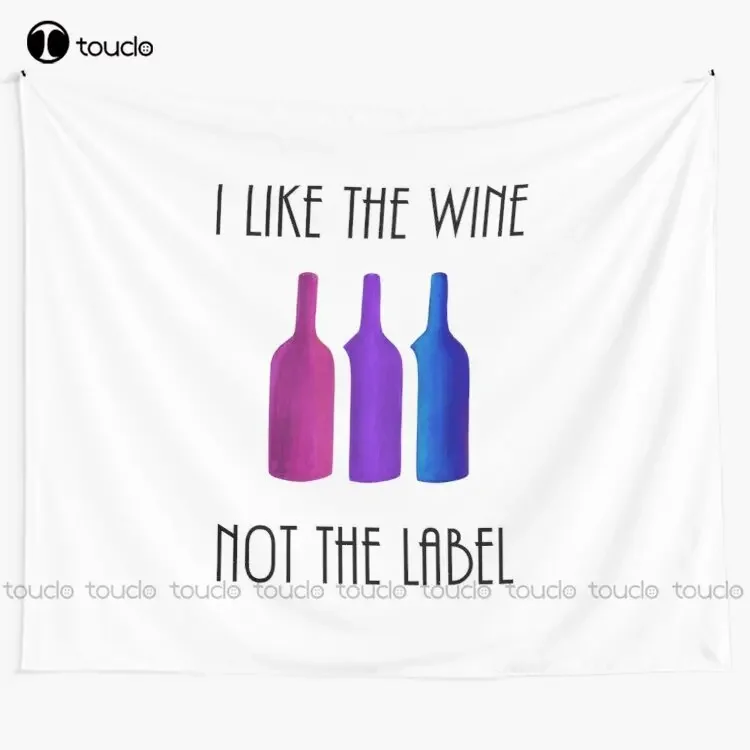Me gusta el vino, no la etiqueta, orgullo Bisexual, cita de David Rose, tapiz artístico de abanico, tapiz impresionante, decoración personalizada, colgante de pared
