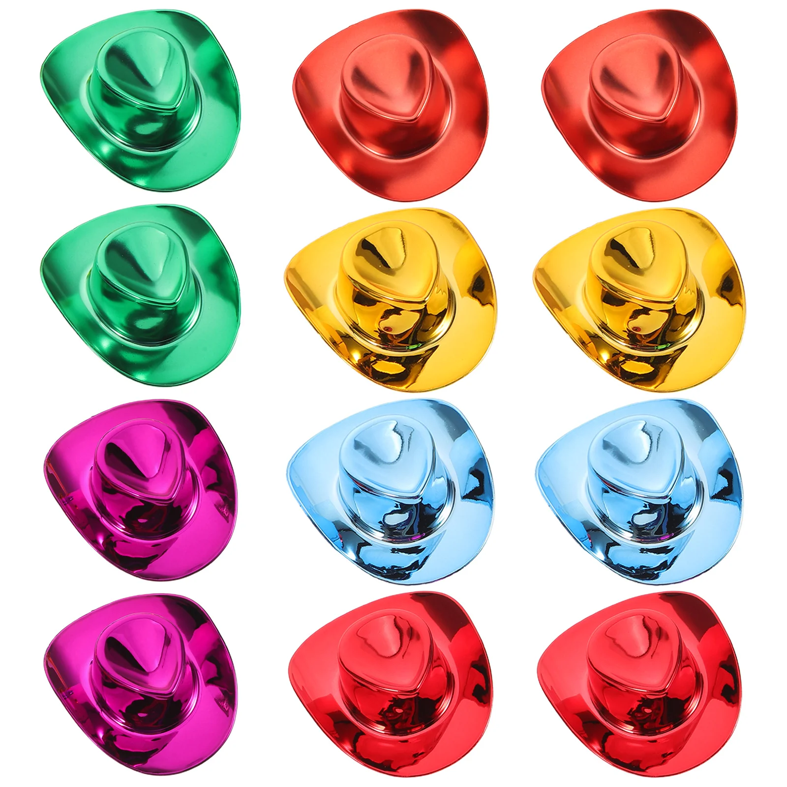 

12Pcs Plastic Mini Cowboy Hats Sparkly Western Accessories for Holiday Party Supplies and Cake Toppers Mini Cowgirl Hat