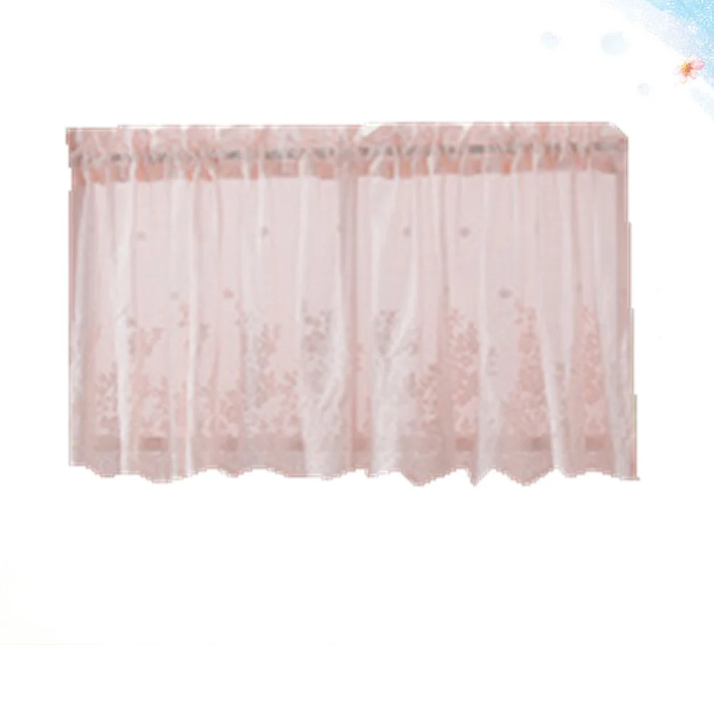 74x61cm Half Curtain Lace Short Curtain Window Decor for Living Room Room Kitchen Sun Proof Ventilated Design Pink