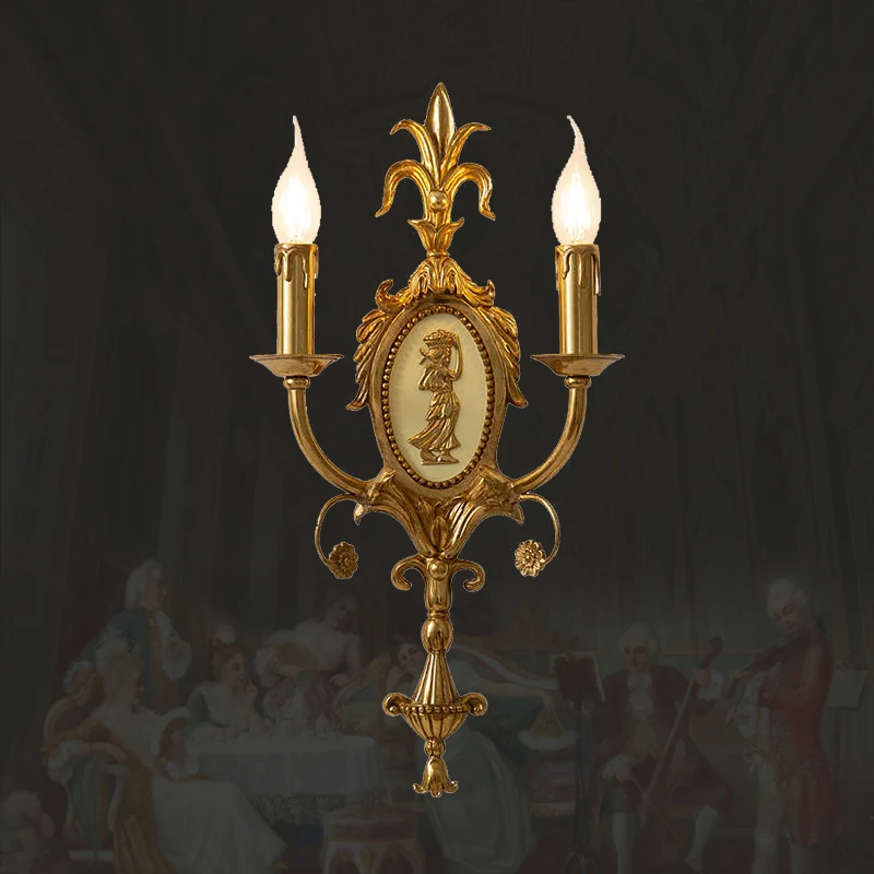 

American Unique Hotel Bedroom Hallway Wall Lights European Villa Style Living Room Brass Wall Sconce