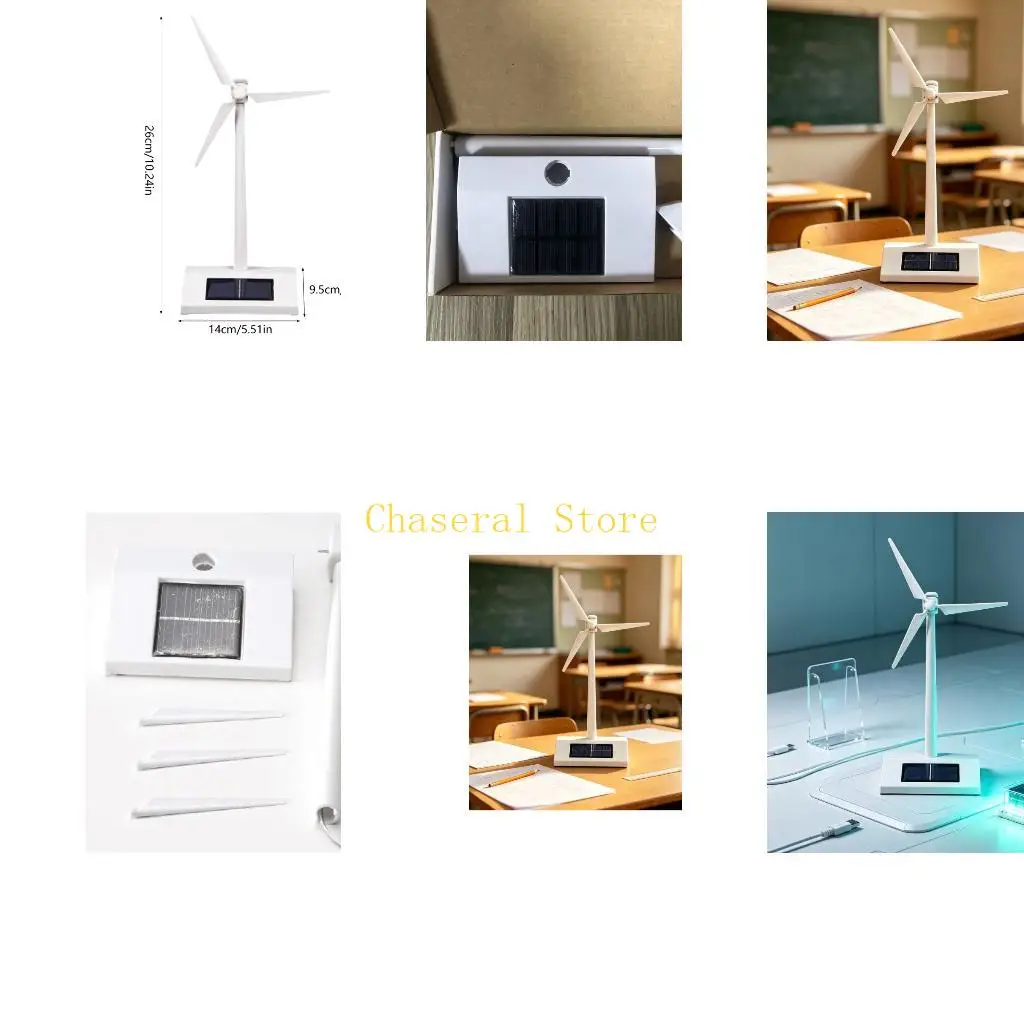 E7CE DIY Windmill Desk Model with Solar Panel Science Display Use