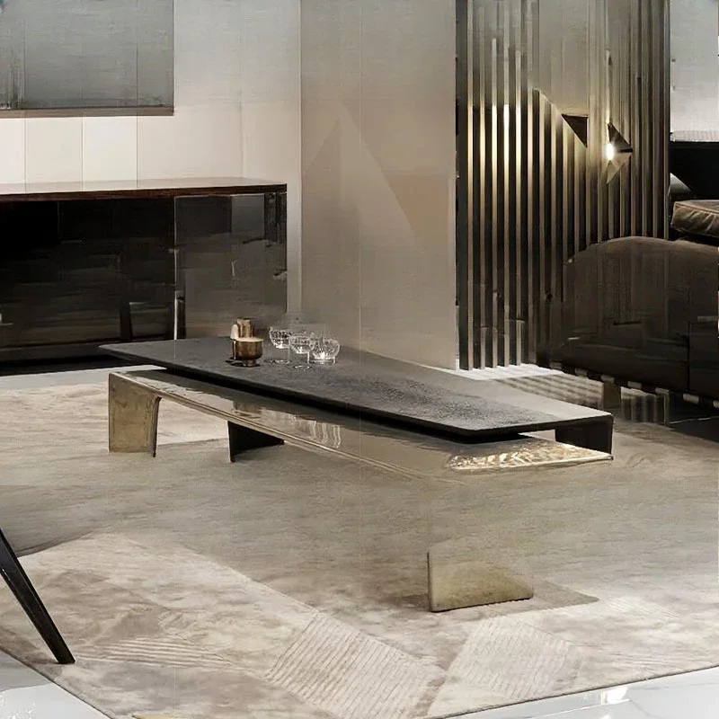 Light luxury stainless steel, hammer coffee table living room, home villa modern high-end sense