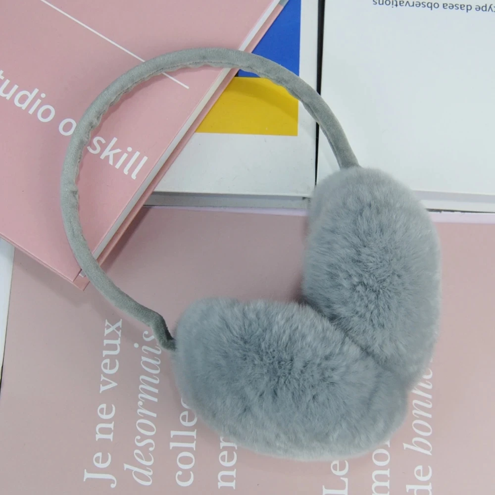 New Women Quality Real Fur Ear-cap Lady Fashion Fluffy Genuine Rex Rabbit Fur Earlap Winter Warm Natural Rex Rabbit Fur Earmuff