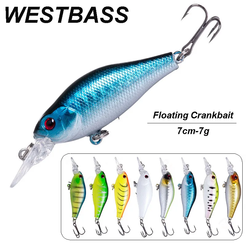 WESTBASS 1PX Noisy Crankbait 7cm-7g Floating Hard Wobbler Topwater Fishing Lure Long Casting Rockfishing leurre duro cebo peche