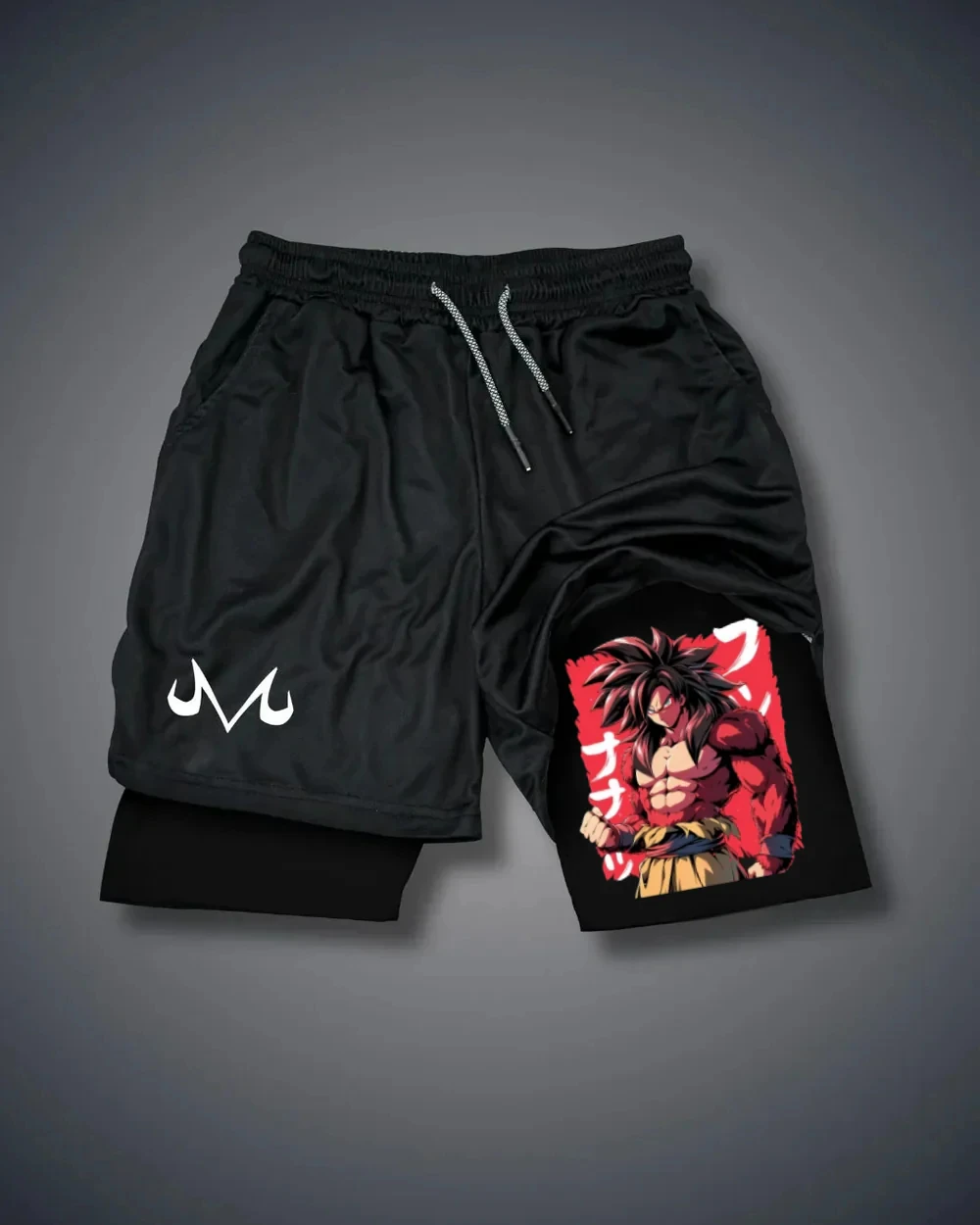 

Dragon Ball Official Licensed Training Shorts Black Cotton Broly Print M Logo Elastic Waist Workout Shorts Anime Cosplay