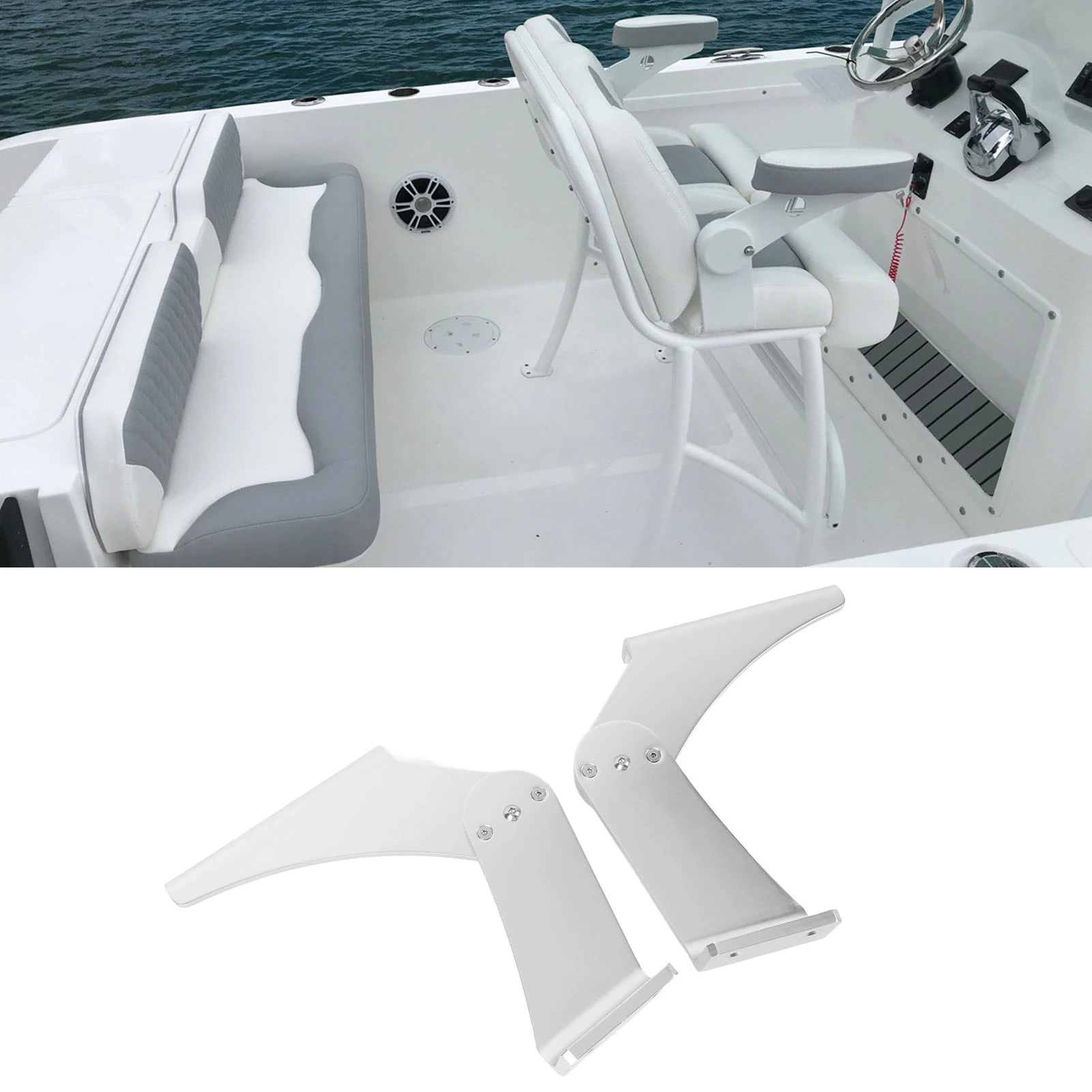 보트 시트 팔걸이 1쌍, 헤비 듀티 알루미늄 합금, 60도 조절 가능 접이식 팔걸이, 해양 요트용 범용