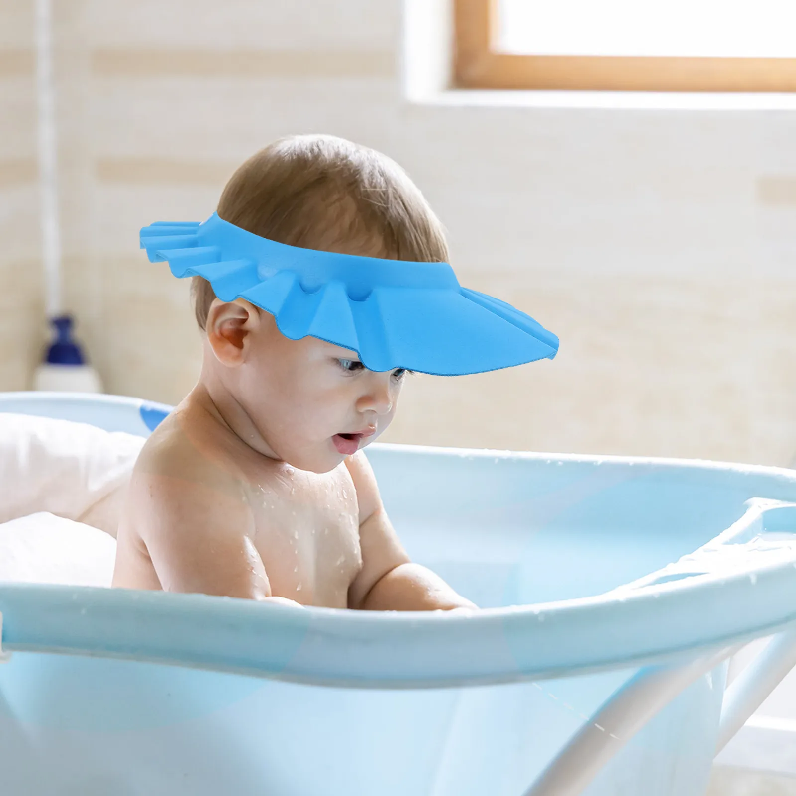 

Adjustable Baby Shower Cap Infant Bathing Hat Shampoo Shield Wash Hair Protector Eye Portable Kids Bathing Accessories