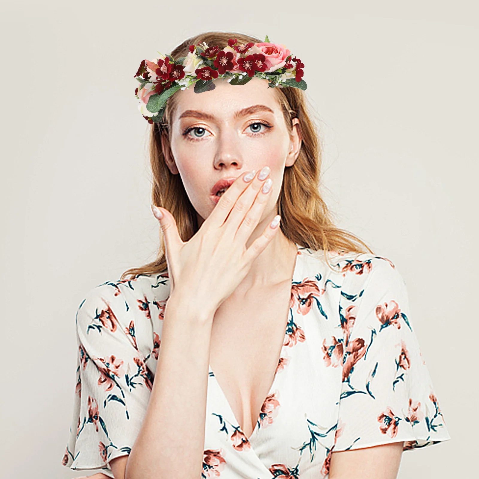 

Flower Headband Bridal Floral Crown Wedding Garland Silk Flower Headdress Beach Bride Bridesmaid Hair Accessory